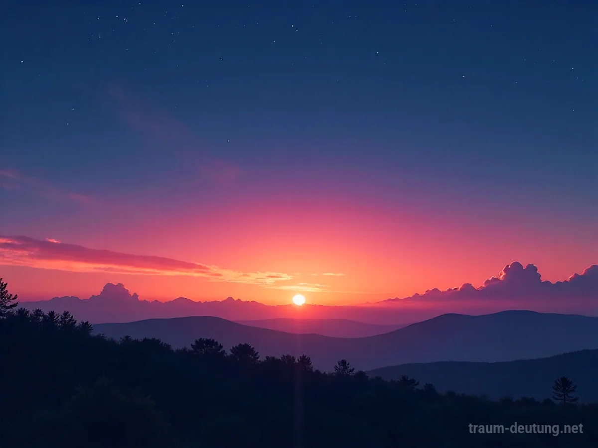 Ein Himmel, der vom Abendrot in die tiefe Nacht übergeht.