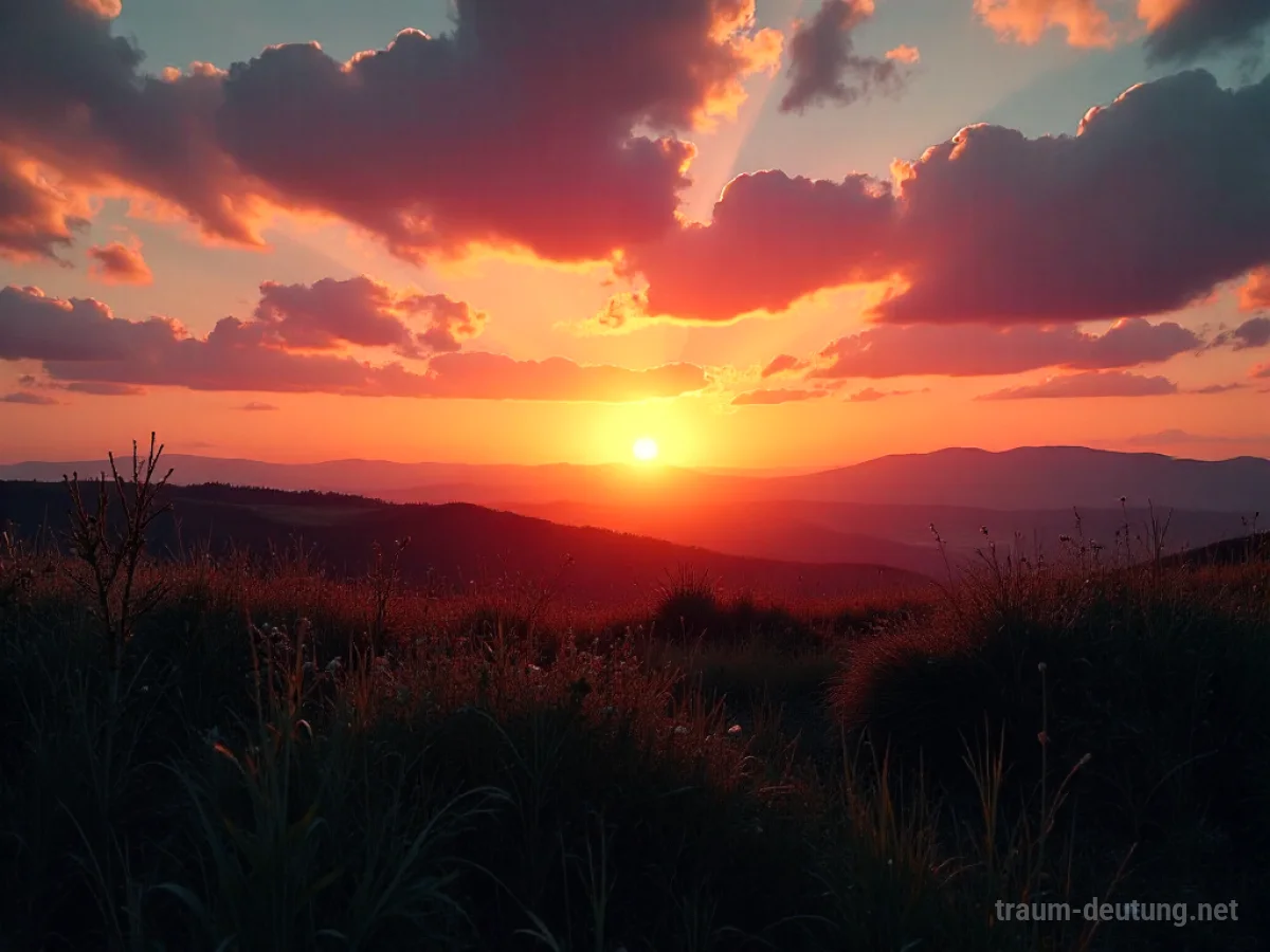 Landschaft in der Abenddämmerung mit langen Schatten