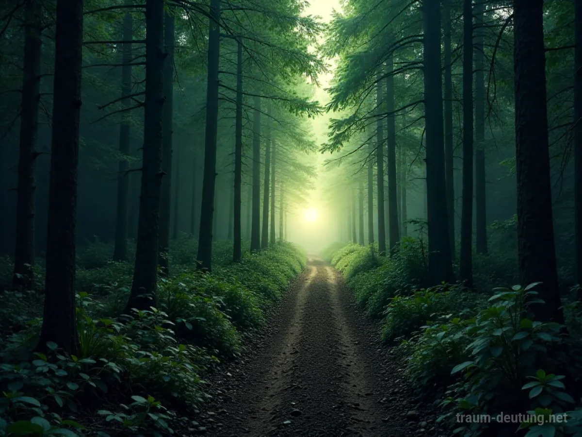 Ein verschlungener Pfad öffnet sich zu einer geraden Abkürzung im Wald.