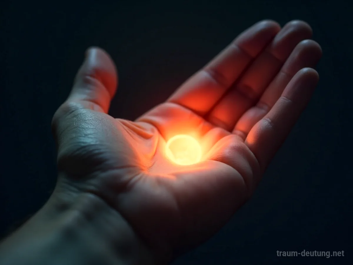 Symbolische Darstellung einer Hand mit einem hellen Bereich auf der Handfläche.
