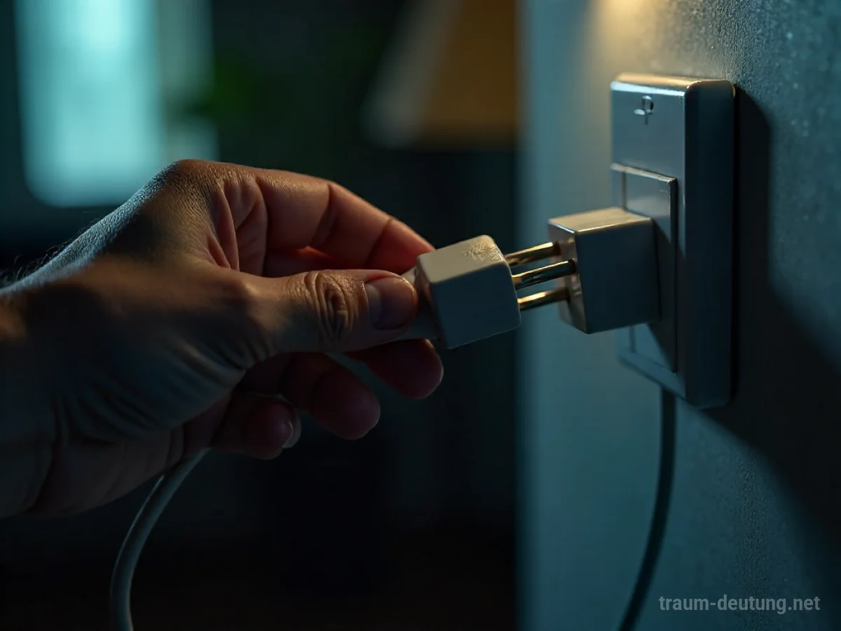 Hand hält einen elektrischen Adapter, der zwei verschiedene Stecker verbindet.