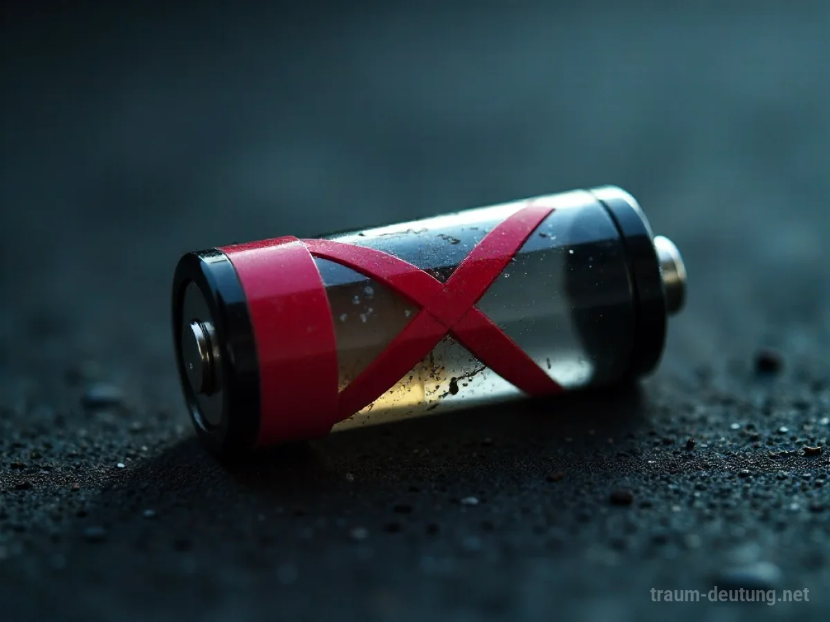 Ein leerer Akku mit einem roten Kreuz darüber.