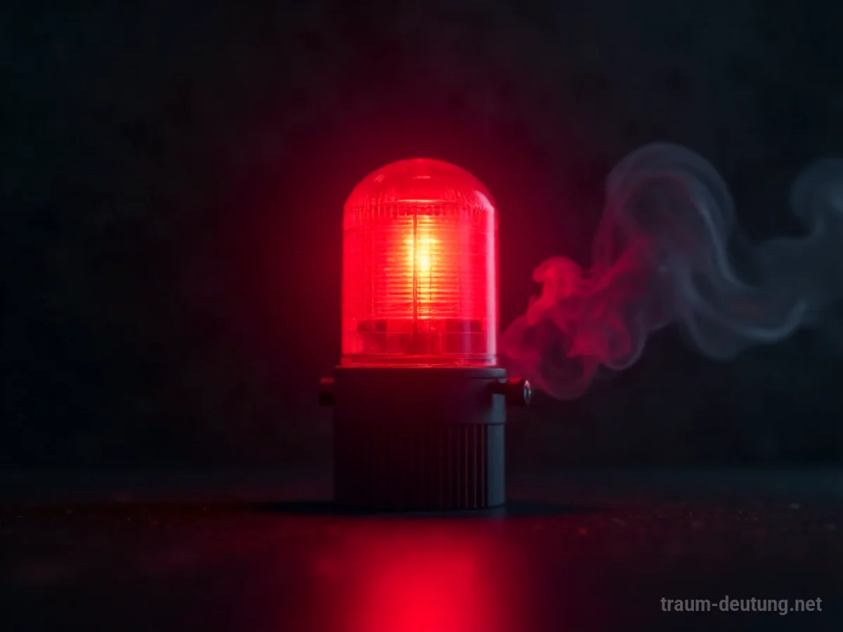 Eine blinkende rote Alarmlampe vor dunklem Hintergrund.
