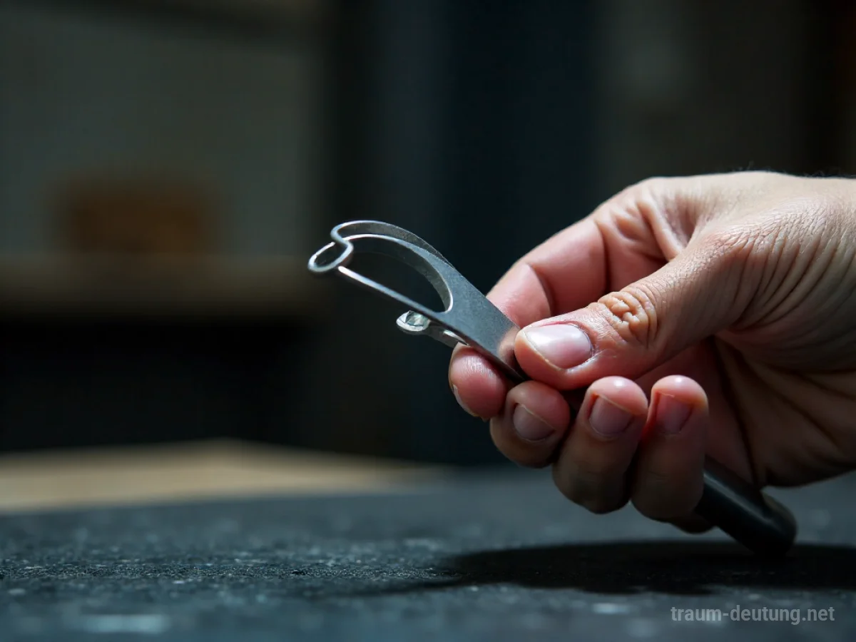Eine Hand biegt ein Stück Aluminium, das Material verformt sich unter dem Druck.