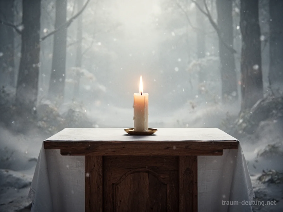 Ein einfacher Altar mit Kerzenlicht im Traum