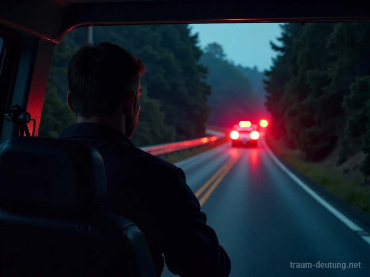 Eine Person fährt eine Ambulanz auf einer dunklen Straße bei Nacht.
