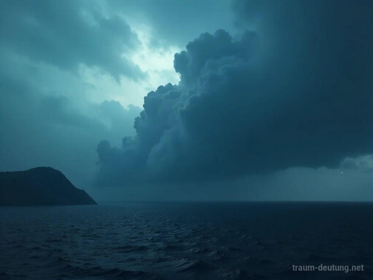 Silhouette von Amerika, das von dunklen Wolken und Wasser verschlungen wird.