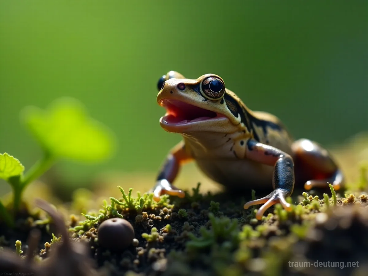 Amphibie mit offenem Maul, symbolisiert unkontrollierte Impulse im Traum