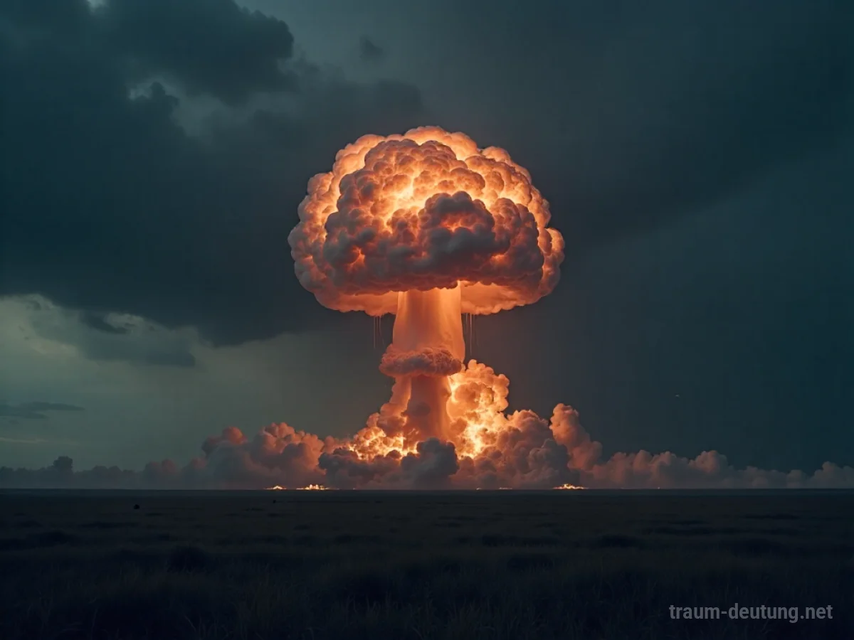 Eine Atombombenwolke als Silhouette am dunklen Himmel.