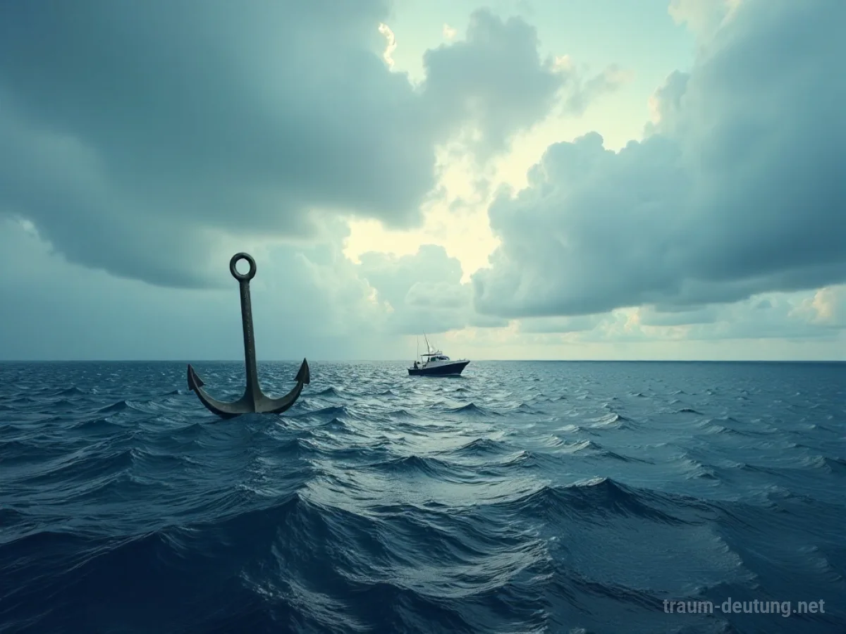 Ein Anker treibt vom Boot weg auf dem offenen Meer.