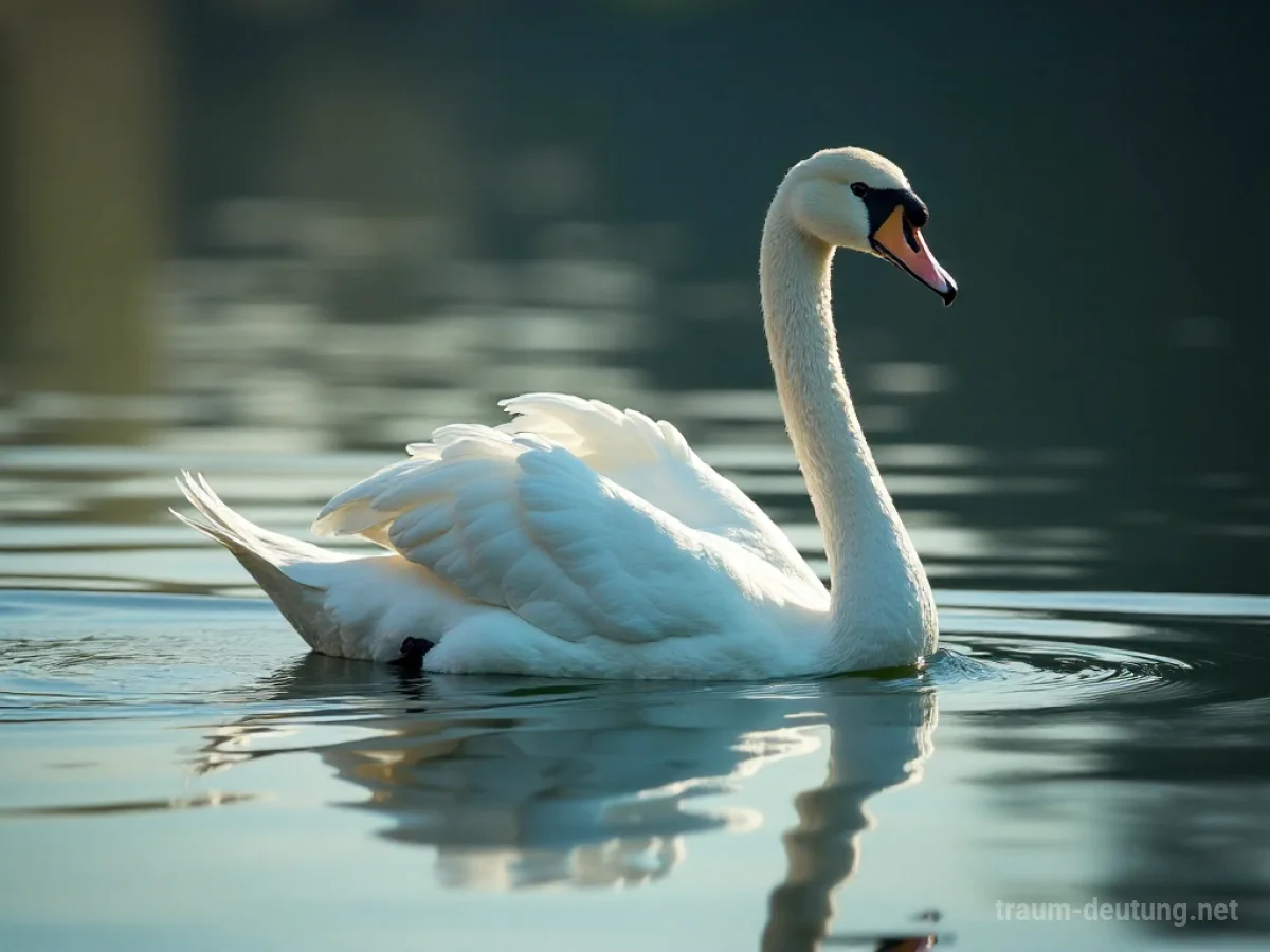Ein anmutiger Schwan gleitet auf ruhigem Wasser.