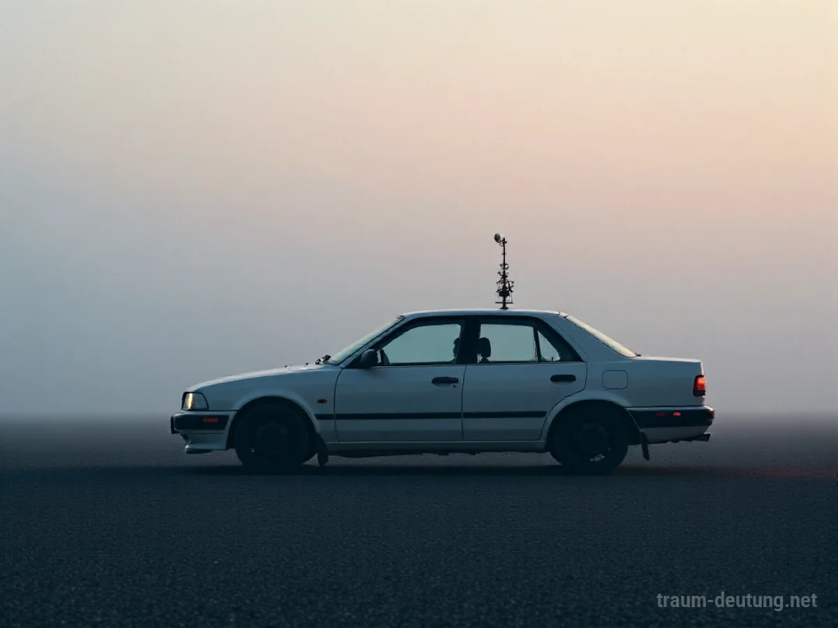 Eine Antenne an einem Auto im Nebel