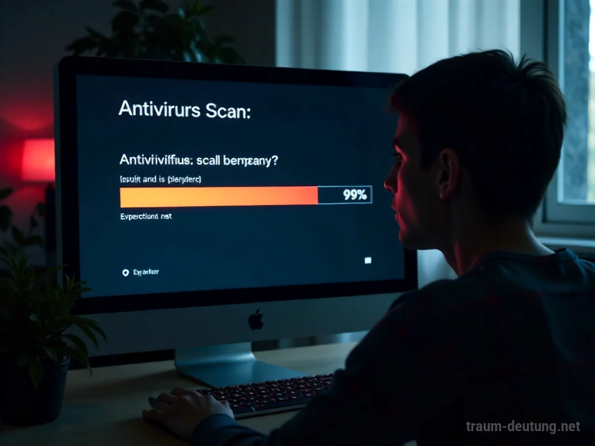Computerbildschirm mit Antivirus-Scan, der nicht fortschreitet
