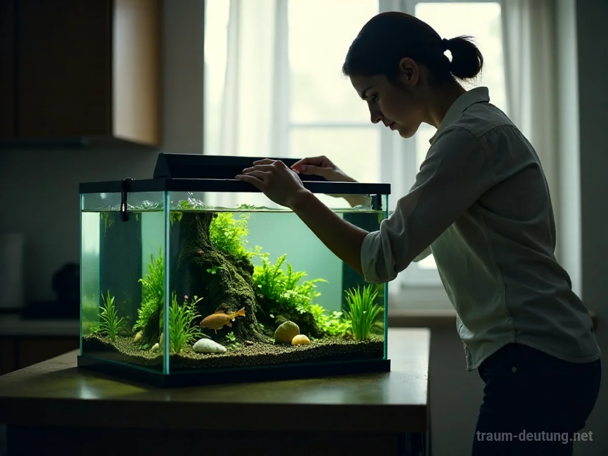 Ein neues, leeres Aquarium wird auf einer stabilen Oberfläche platziert.
