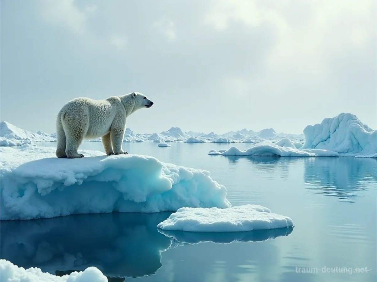 Schmelzende Arktislandschaft mit einem Eisbären.