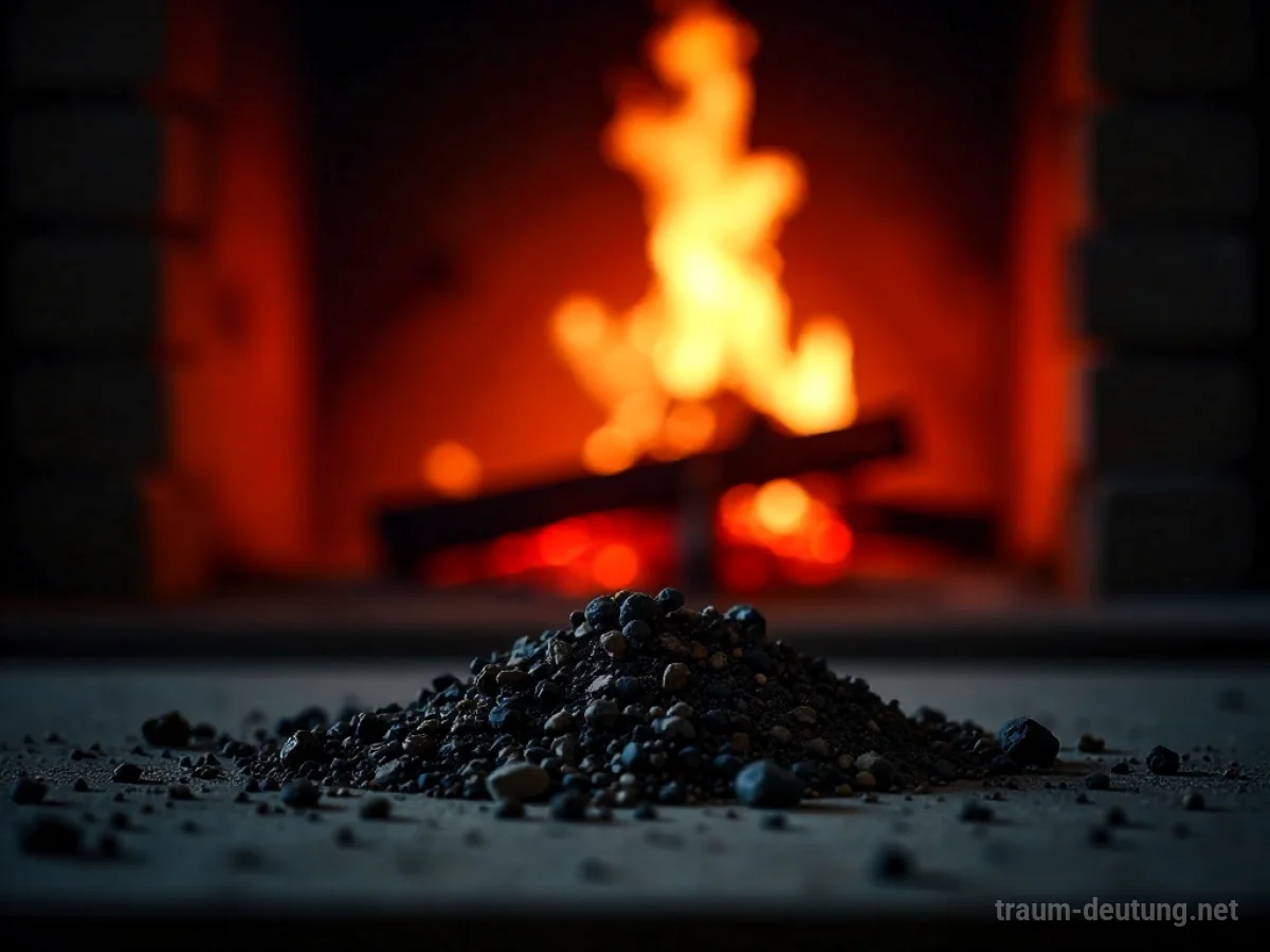 Asche im Kamin eines Wohnzimmers