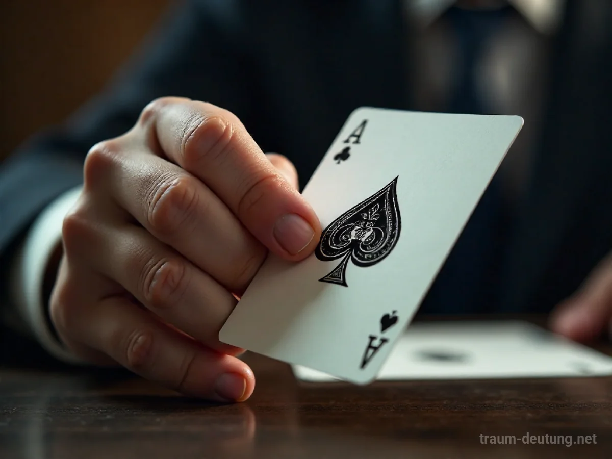 Eine Hand zieht ein Ass aus einem Kartenspiel.