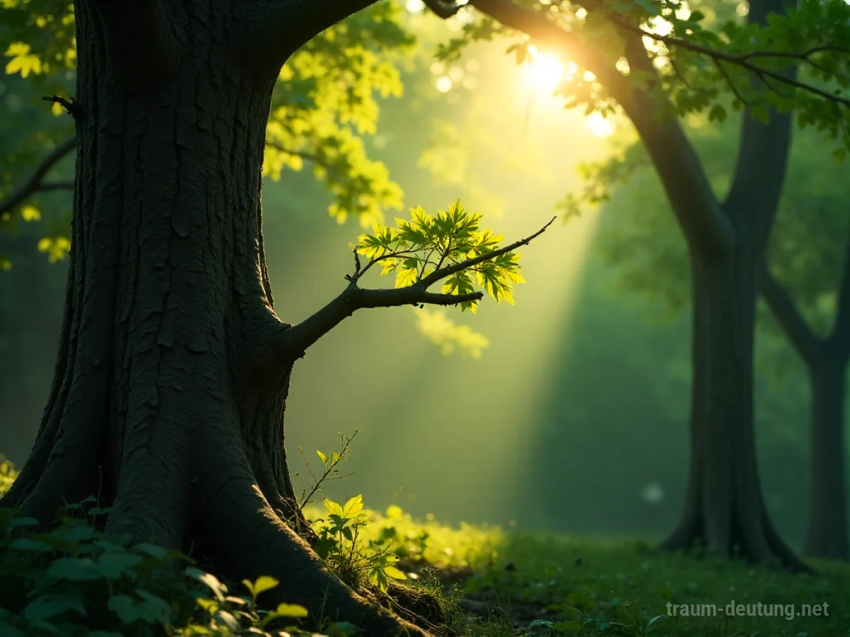 Ein Ast bricht von einem Baum ab und fällt zu Boden.