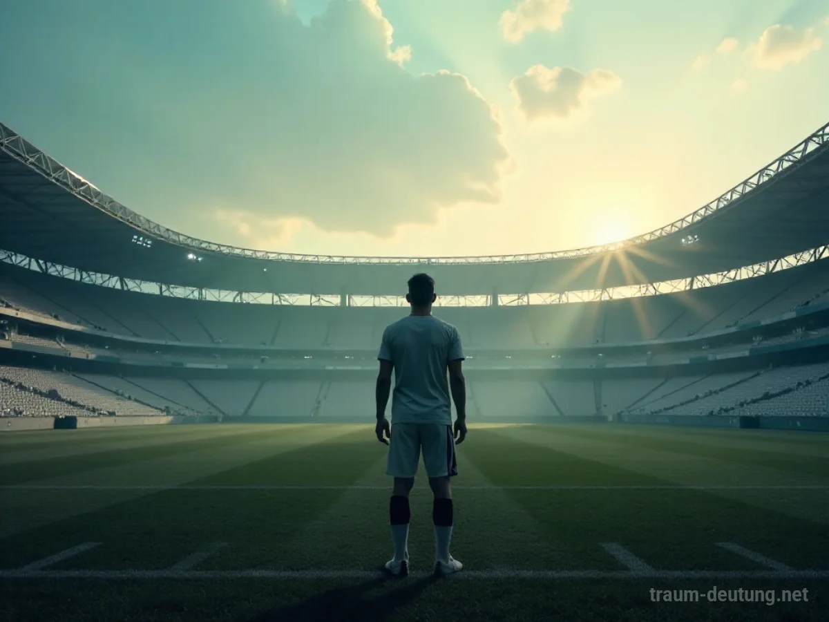 Silhouetten eines Athleten, der entmutigt am Rand eines leeren Stadions steht.