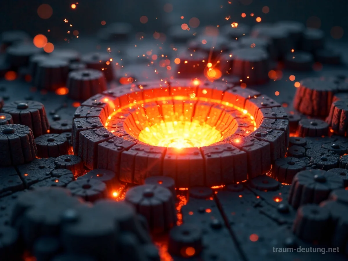 Stilisierte Darstellung eines außer Kontrolle geratenen Atomkerns mit ausbrechenden Energiewellen