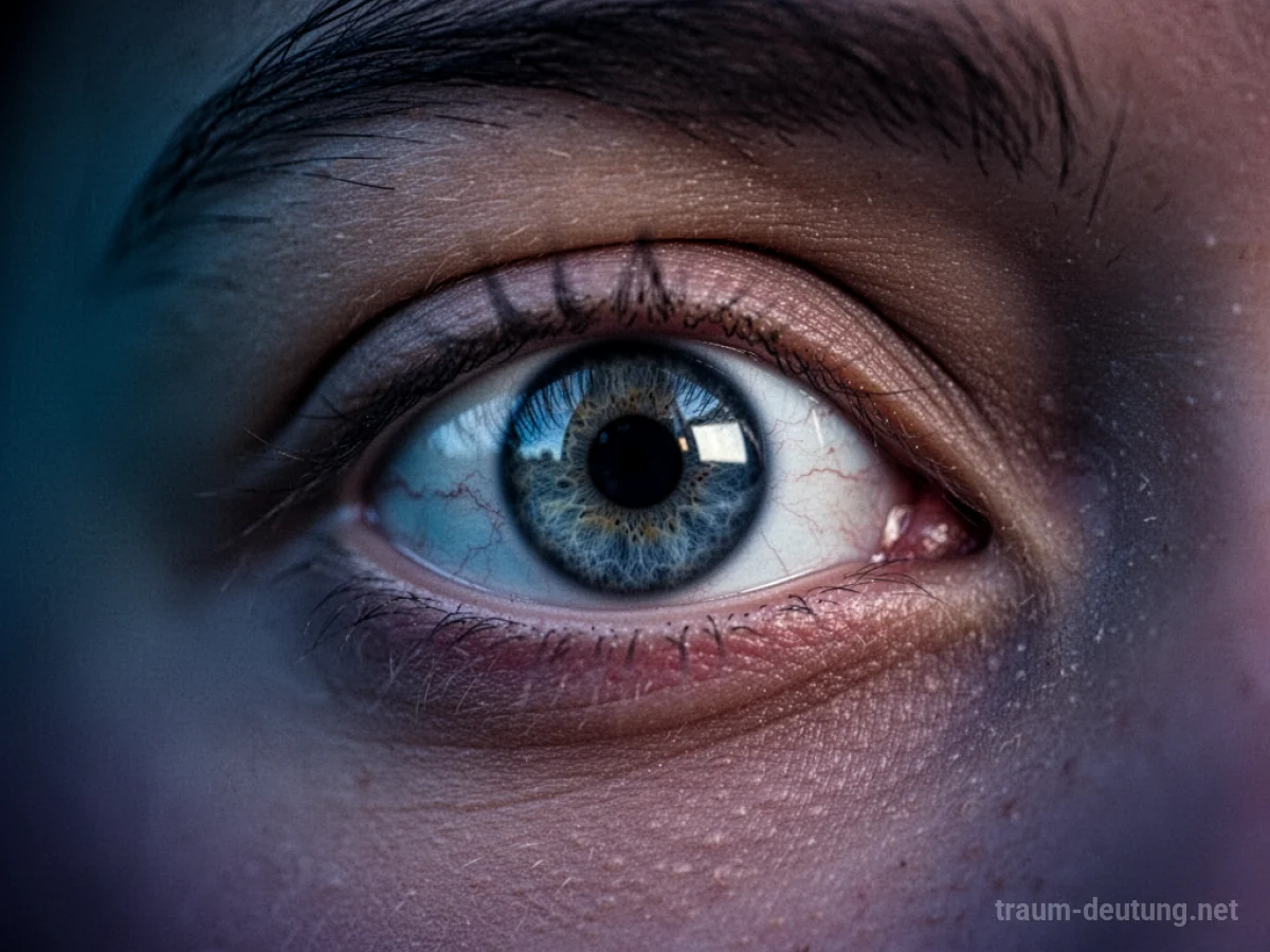 Ein geöffnetes Auge im Traum, das Licht reflektiert