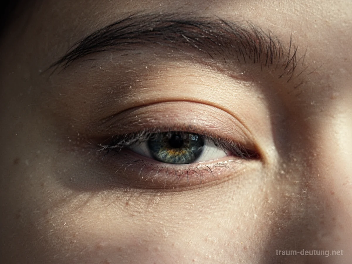 Ein menschliches Auge schließt sich langsam, Schatten fällt über die Iris
