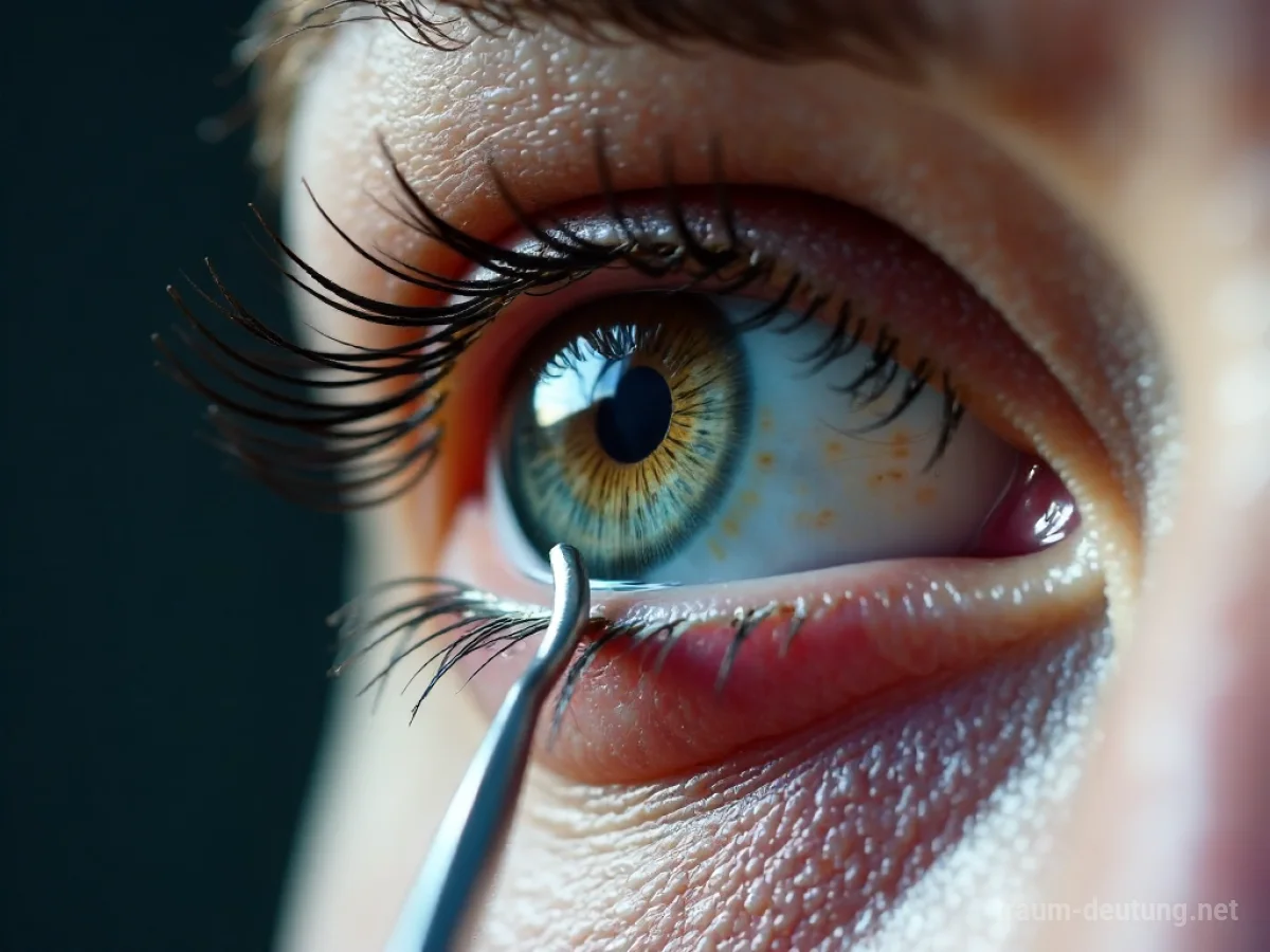 Abstraktes Auge mit chirurgischem Instrument am Augenlid