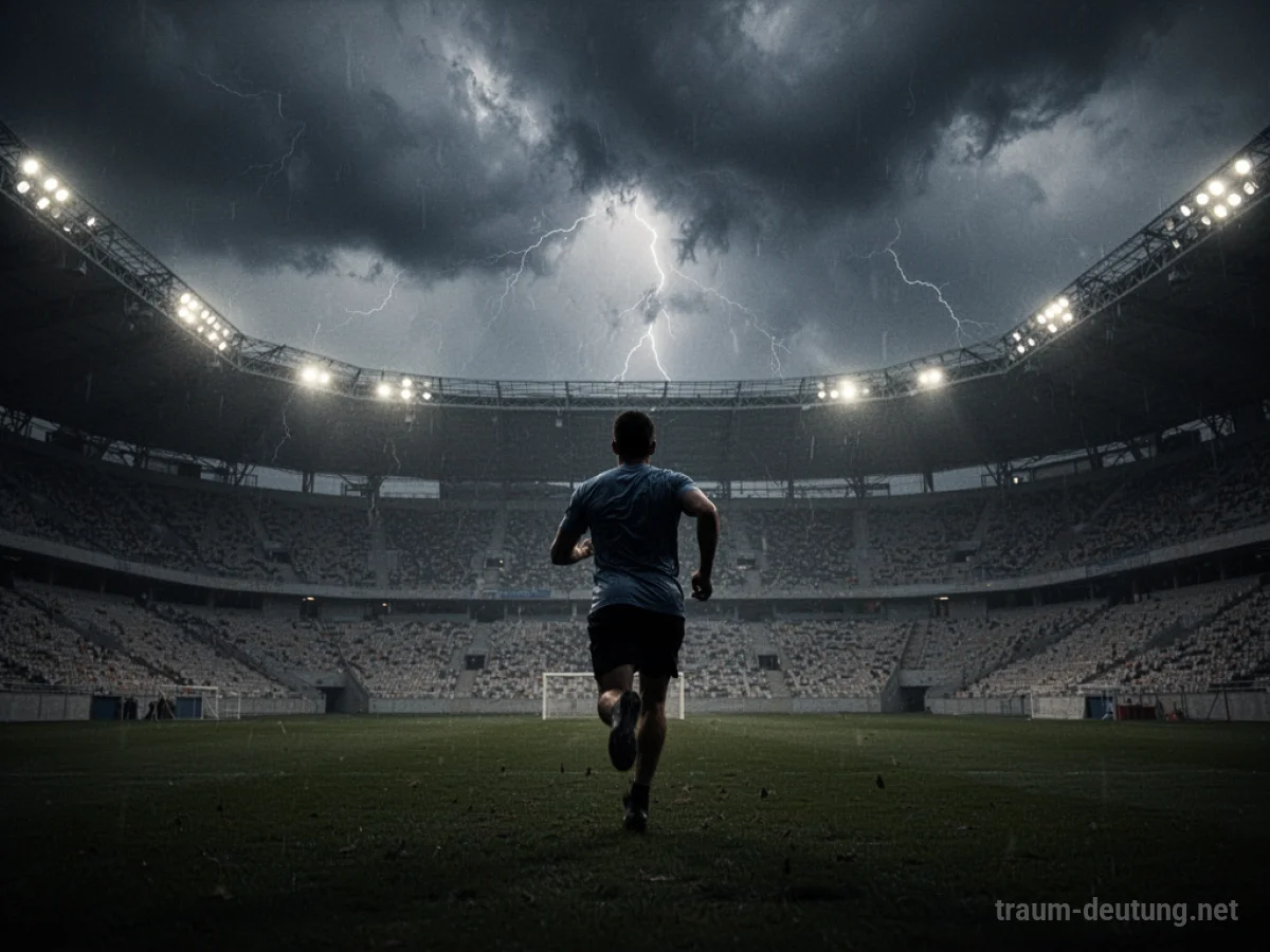 Silhouette einer Person, die aus einer leeren Arena flieht