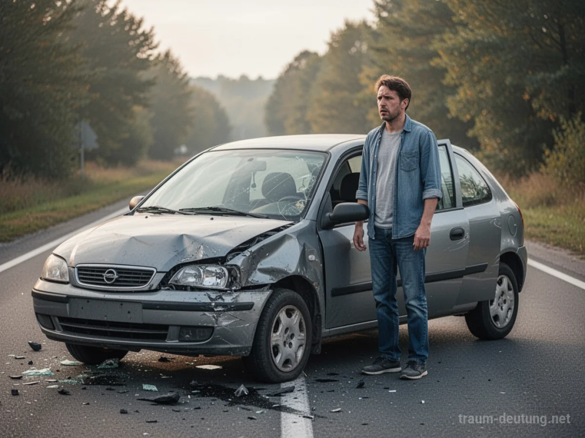 Ein Auto steht nach einem leichten Unfall am Straßenrand.