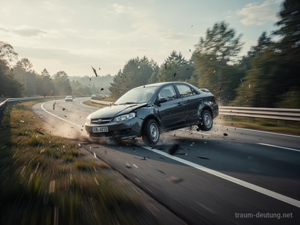 Auto gerät auf der Autobahn von der Fahrbahn ab