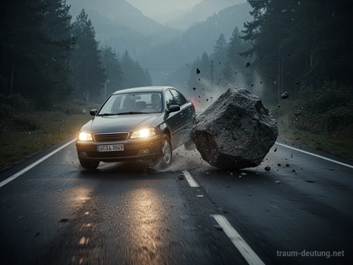 Ein Auto weicht im letzten Moment einem Hindernis aus, Reifen quietschen.