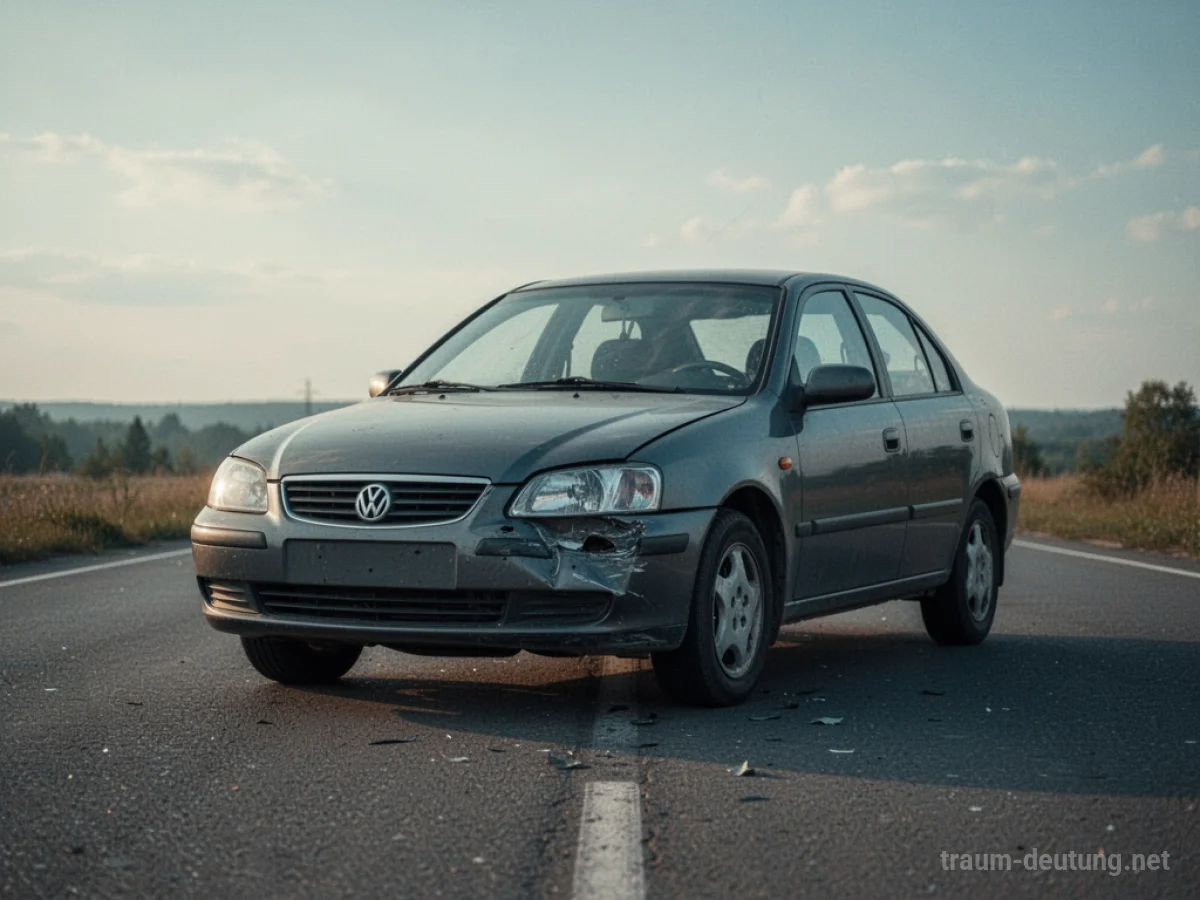 Ein Auto steht nach einem leichten Autounfall ohne Verletzung auf einer Straße.