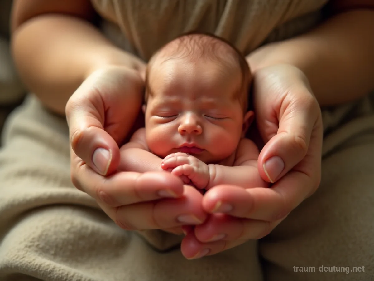 Hände heben vorsichtig ein schlafendes Baby hoch