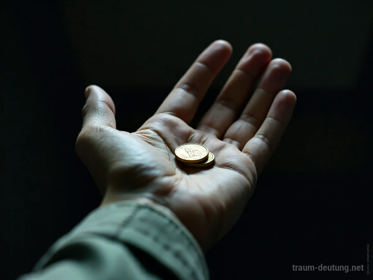 Eine Hand, die im Dunkeln nach unten greift, um etwas zu erbitten.