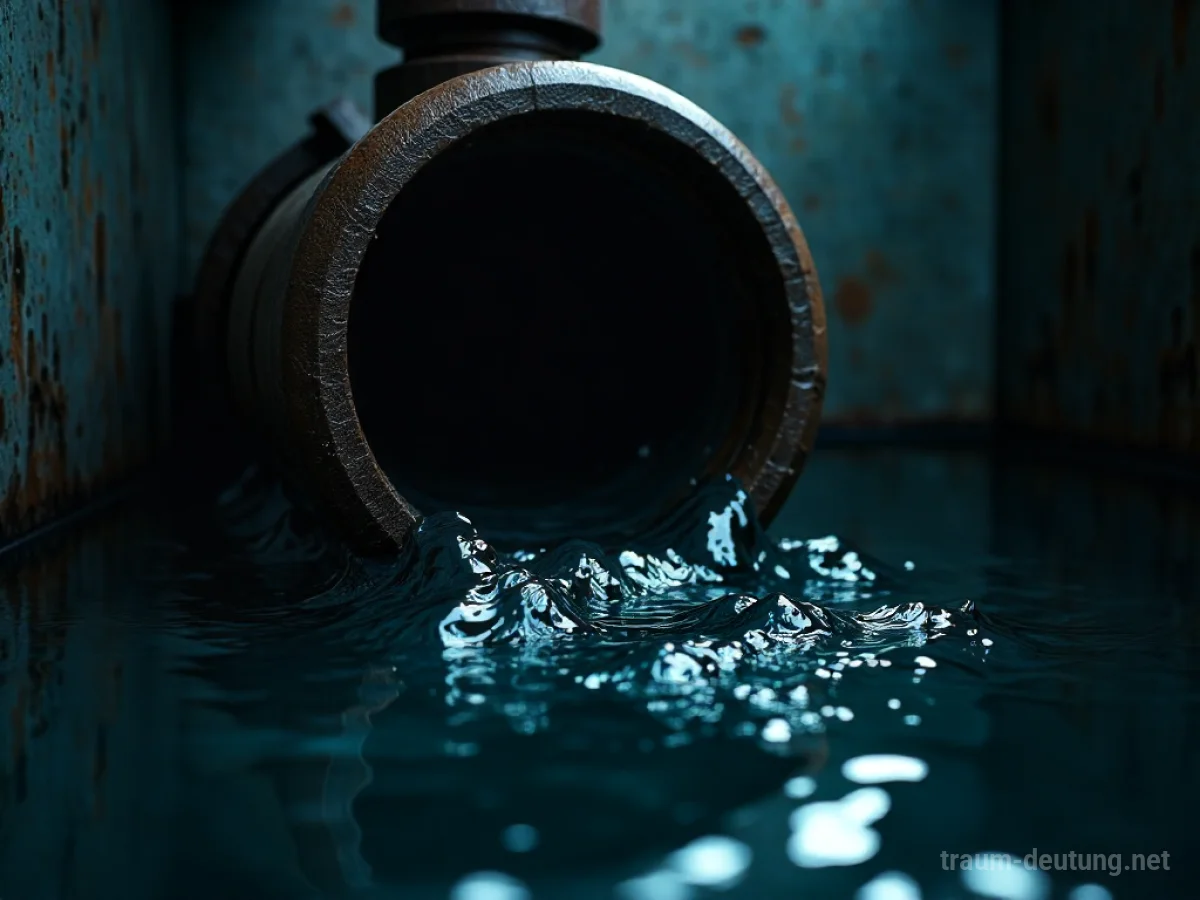 Dunkles, trübes Abwasser fließt in einem Rohr.