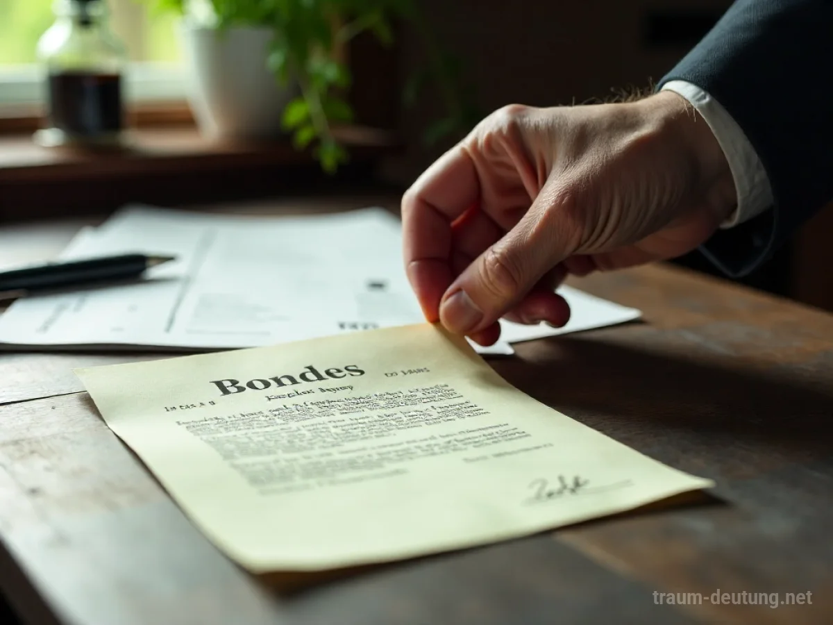 Hand findet Anleihe auf Schreibtisch