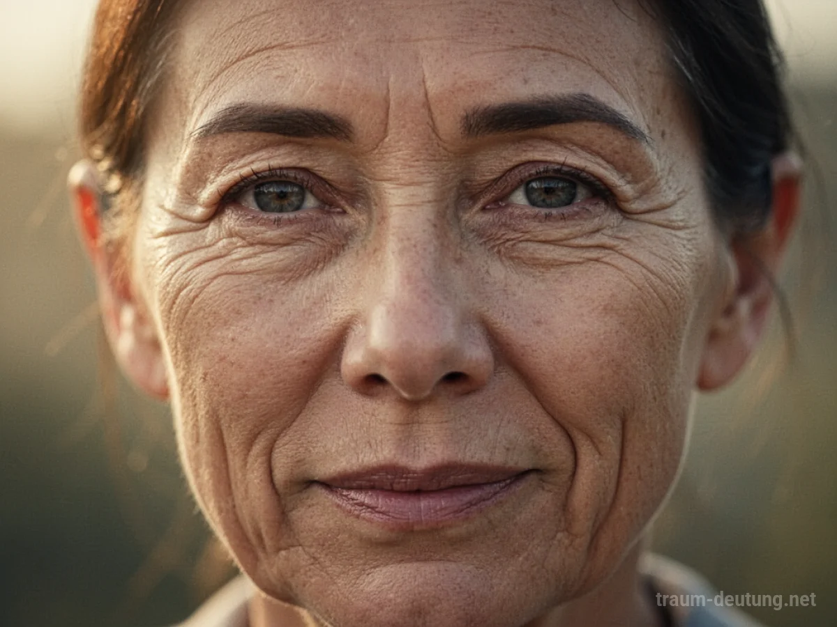Nahaufnahme eines Gesichts mit sich bildenden Falten im sanften Licht.
