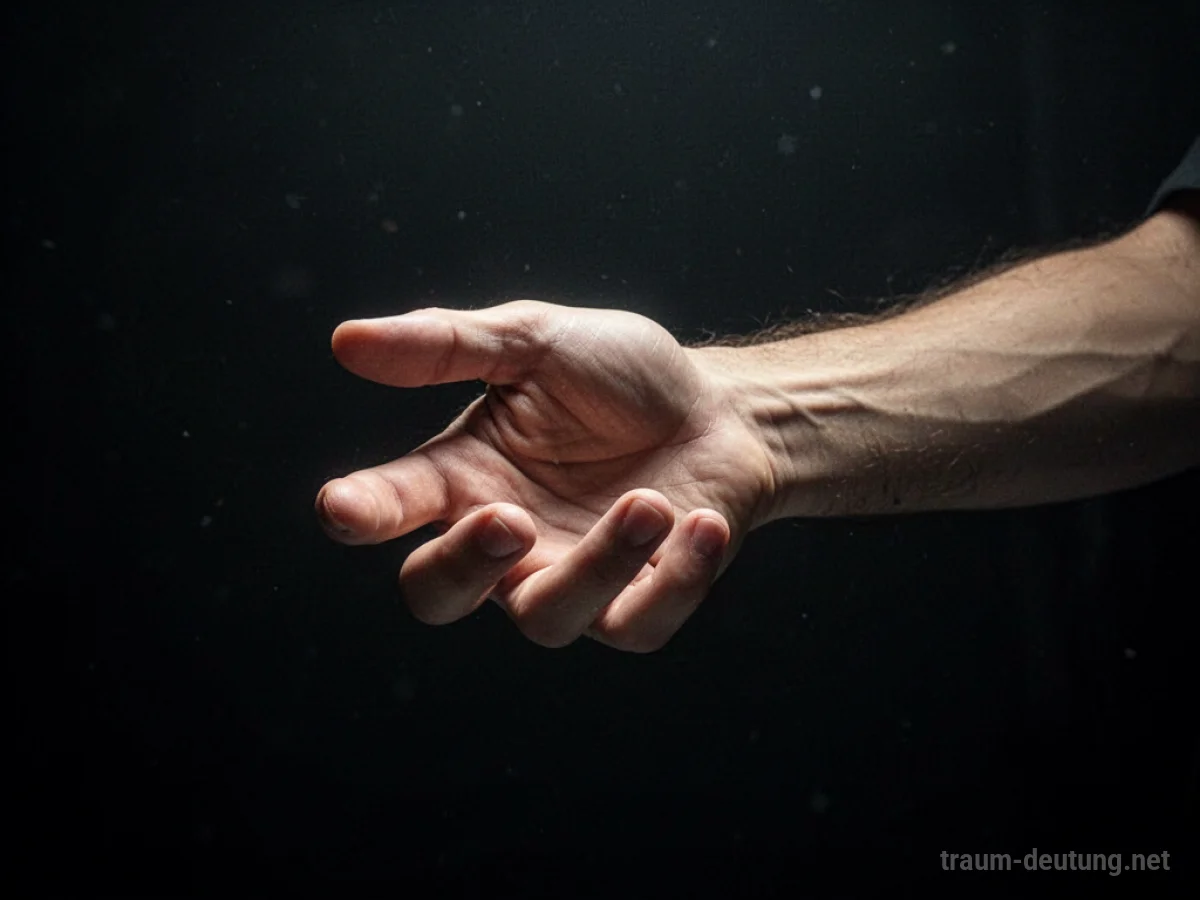 Ein fremder Arm, der aus Dunkelheit ragt und eine helfende Hand anbietet.