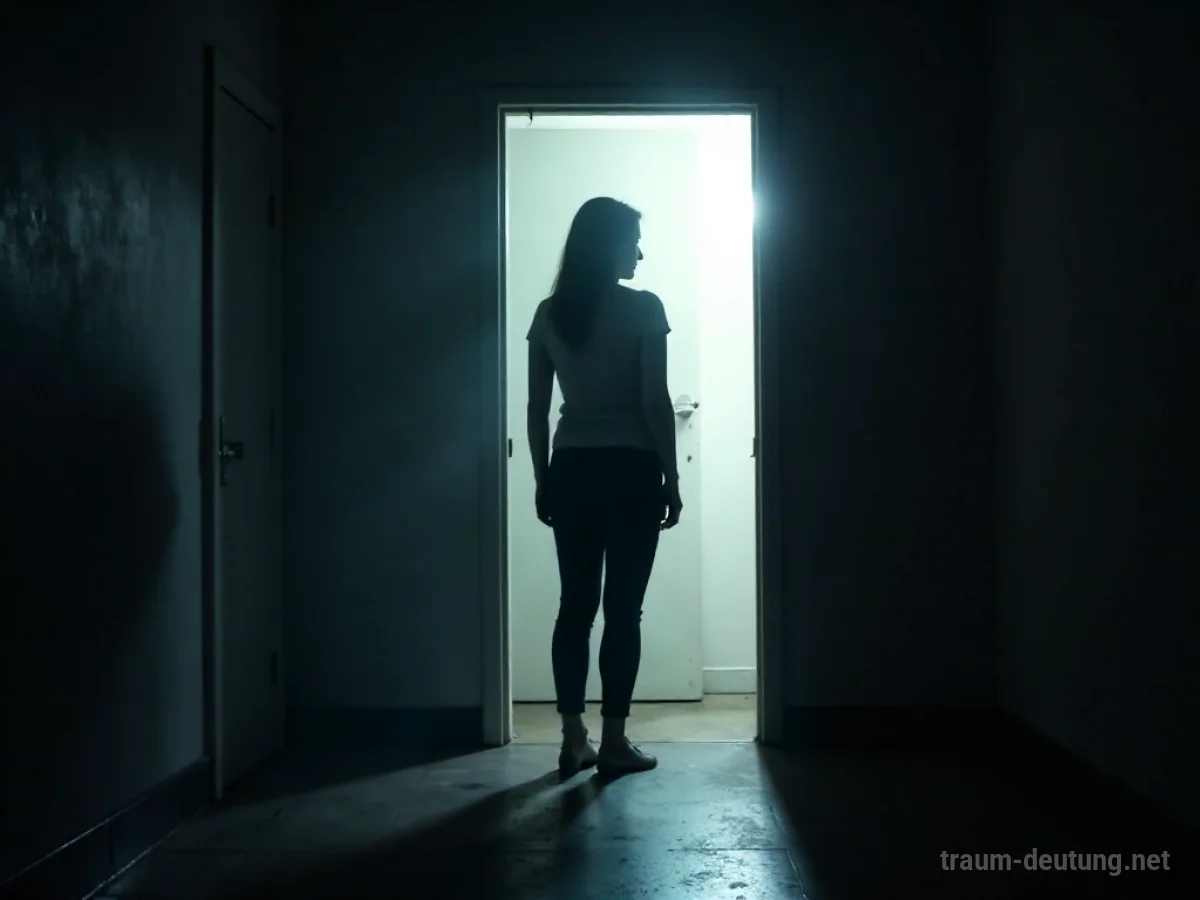 Silhouette eines Fremden, der sich in einem schattigen Raum auszieht.