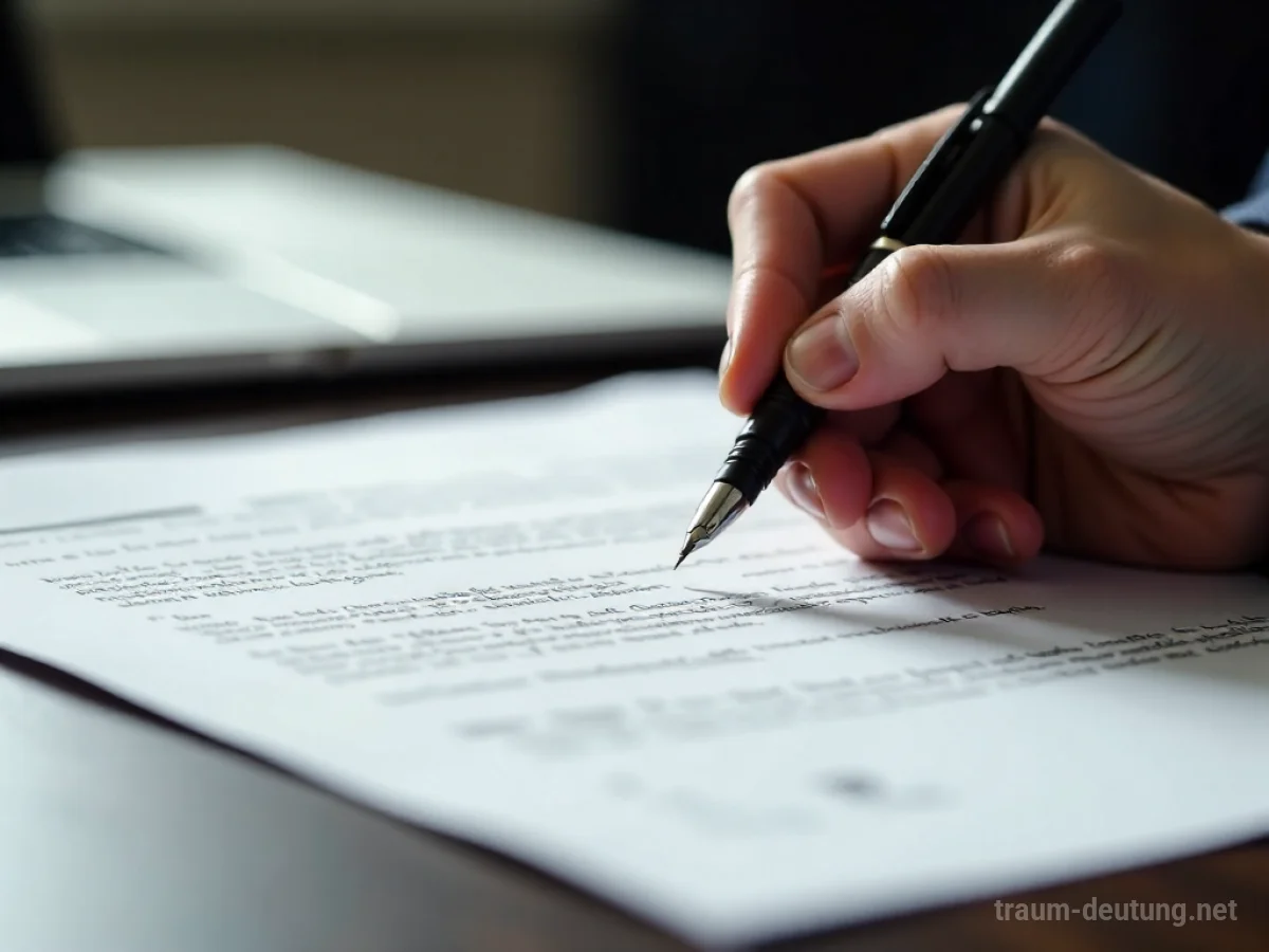 Hand mit Stift schreibt ein unleserliches, gefälschtes Autogramm auf Papier.