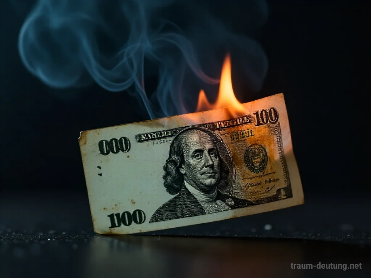 Banknote, die zu Asche verbrennt