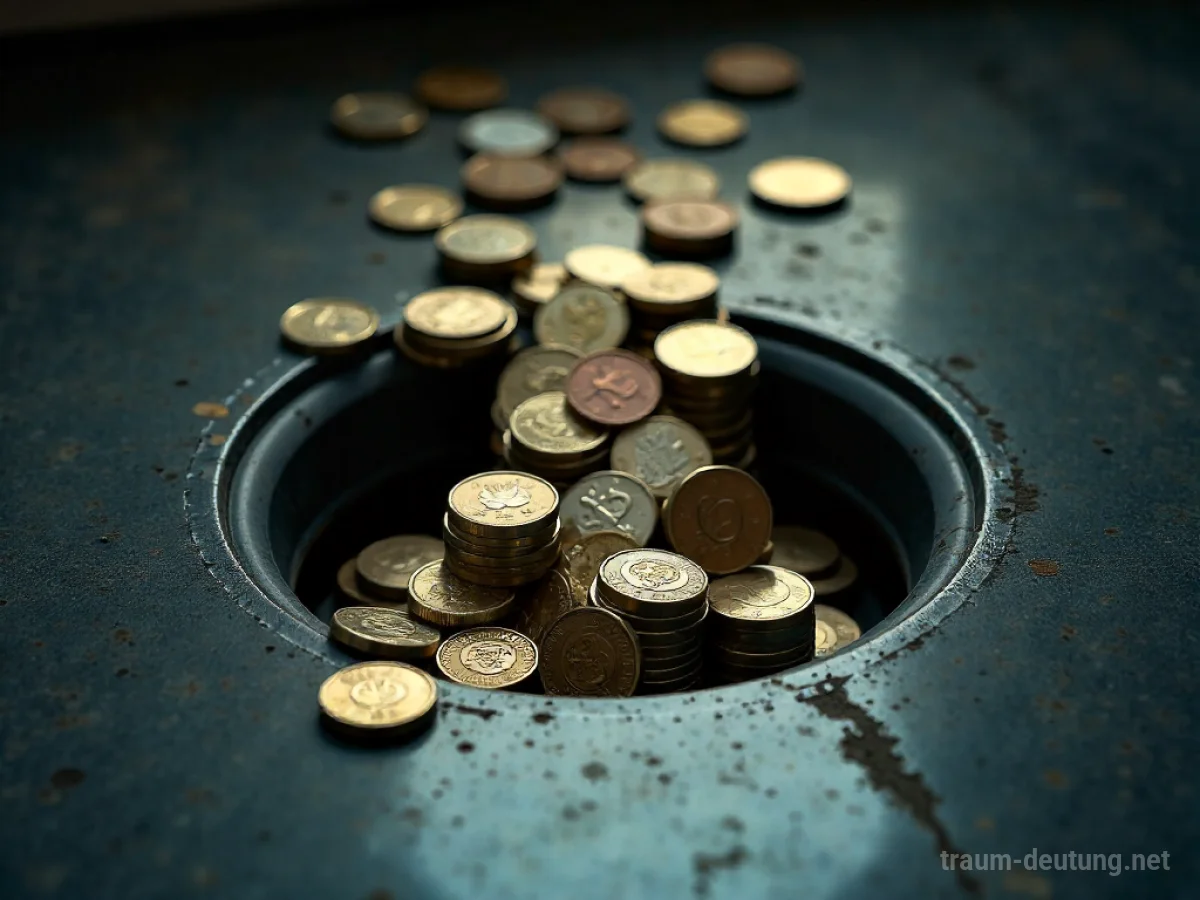 Geld fließt in einen dunklen Abfluss