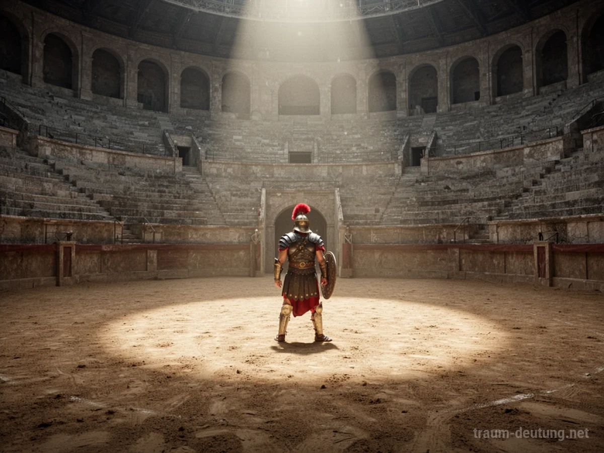 Gladiator steht allein in einer leeren Arena.