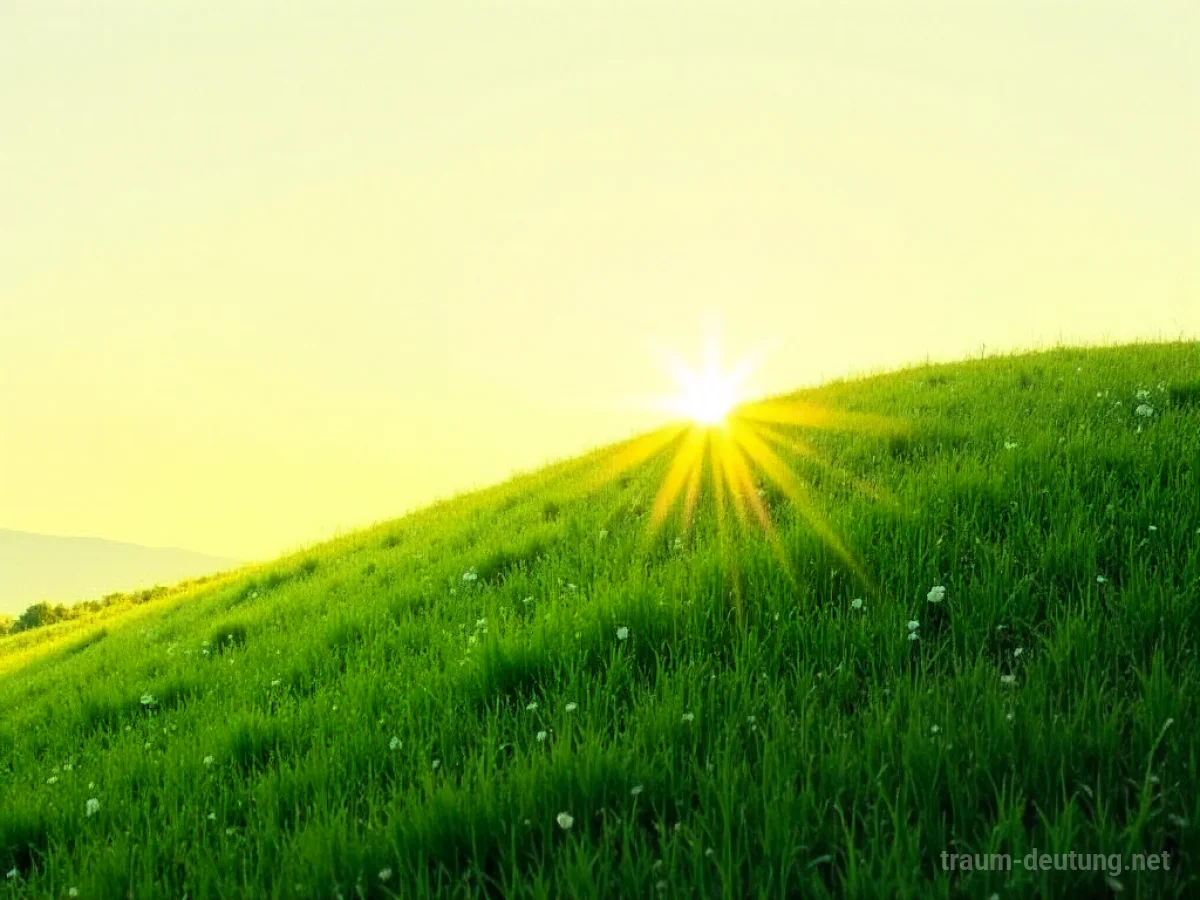 Grüner, sanfter Abhang im Sonnenschein