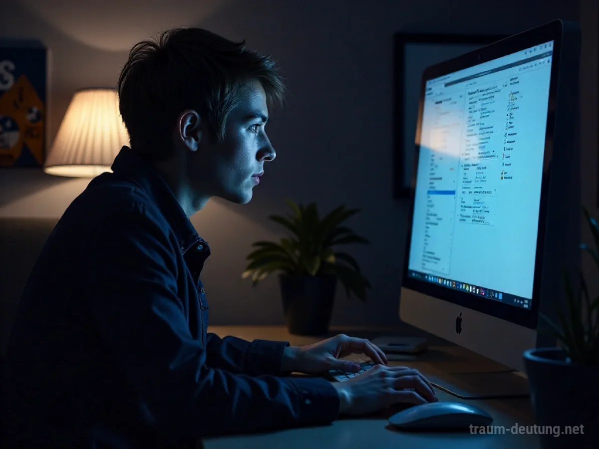 Person am Computer, die im Traum eine Admin-Rolle einnimmt.
