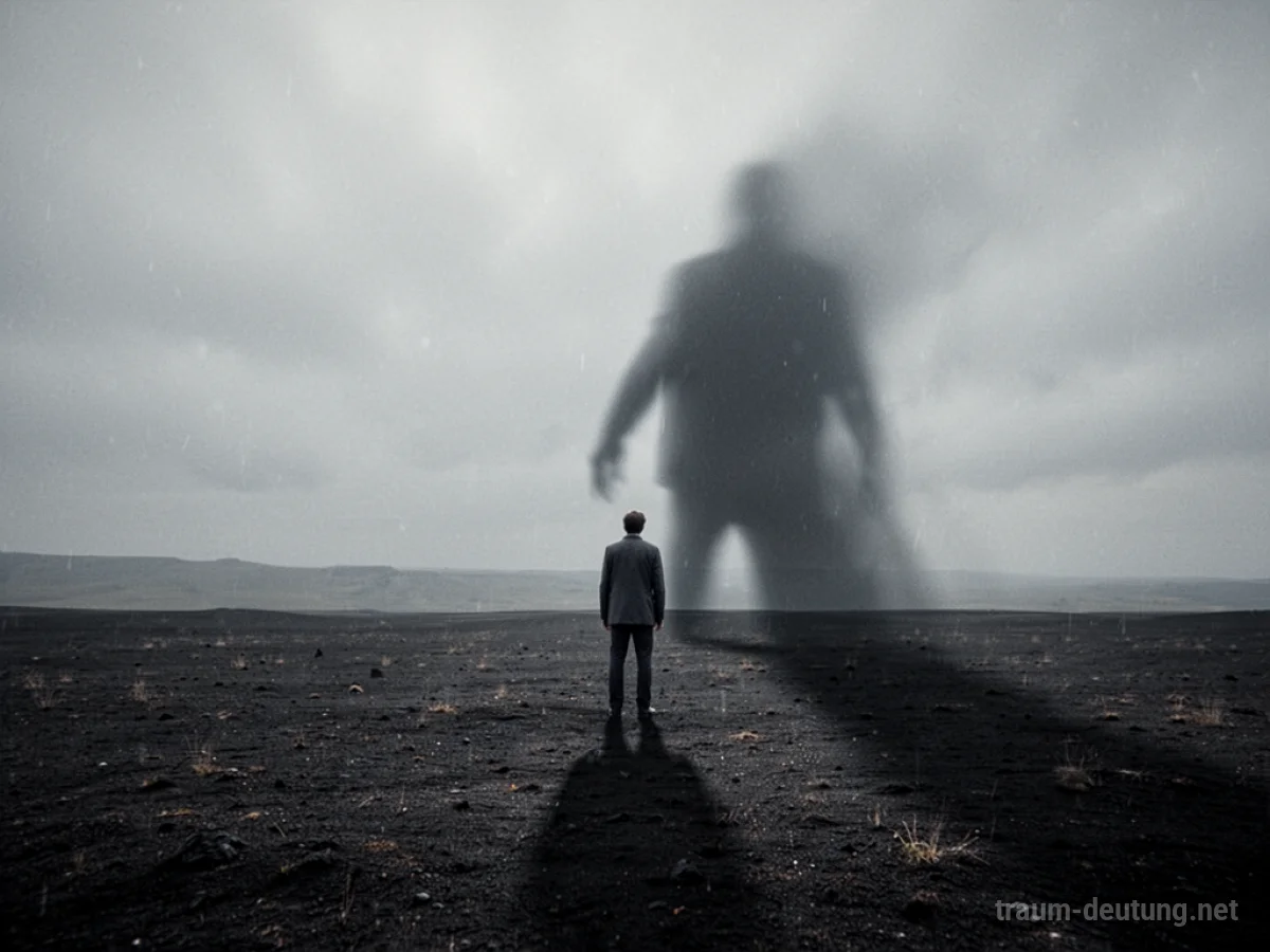 Eine einzelne Person steht allein in der Dunkelheit, ein Schatten nähert sich.