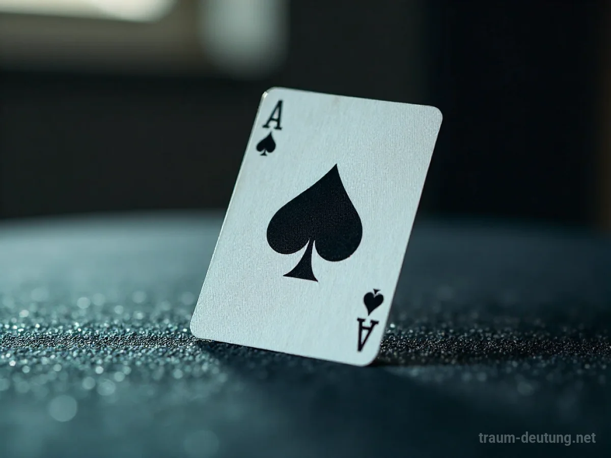 Ein Ass-Spielkarte liegt auf dunklem Untergrund im Traum