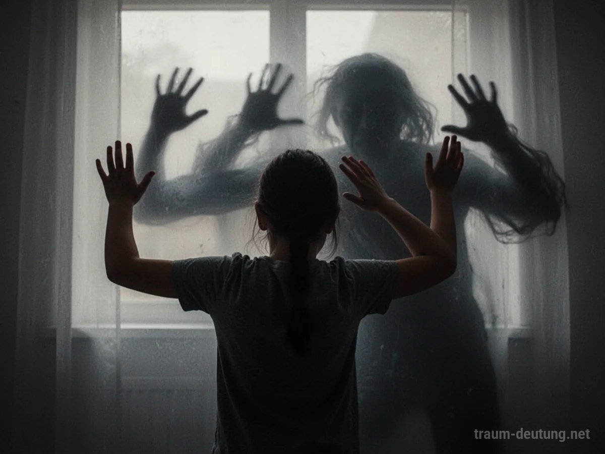 Silhouettenhafte Figur wehrt sich gegen einen angedeuteten Schatten.