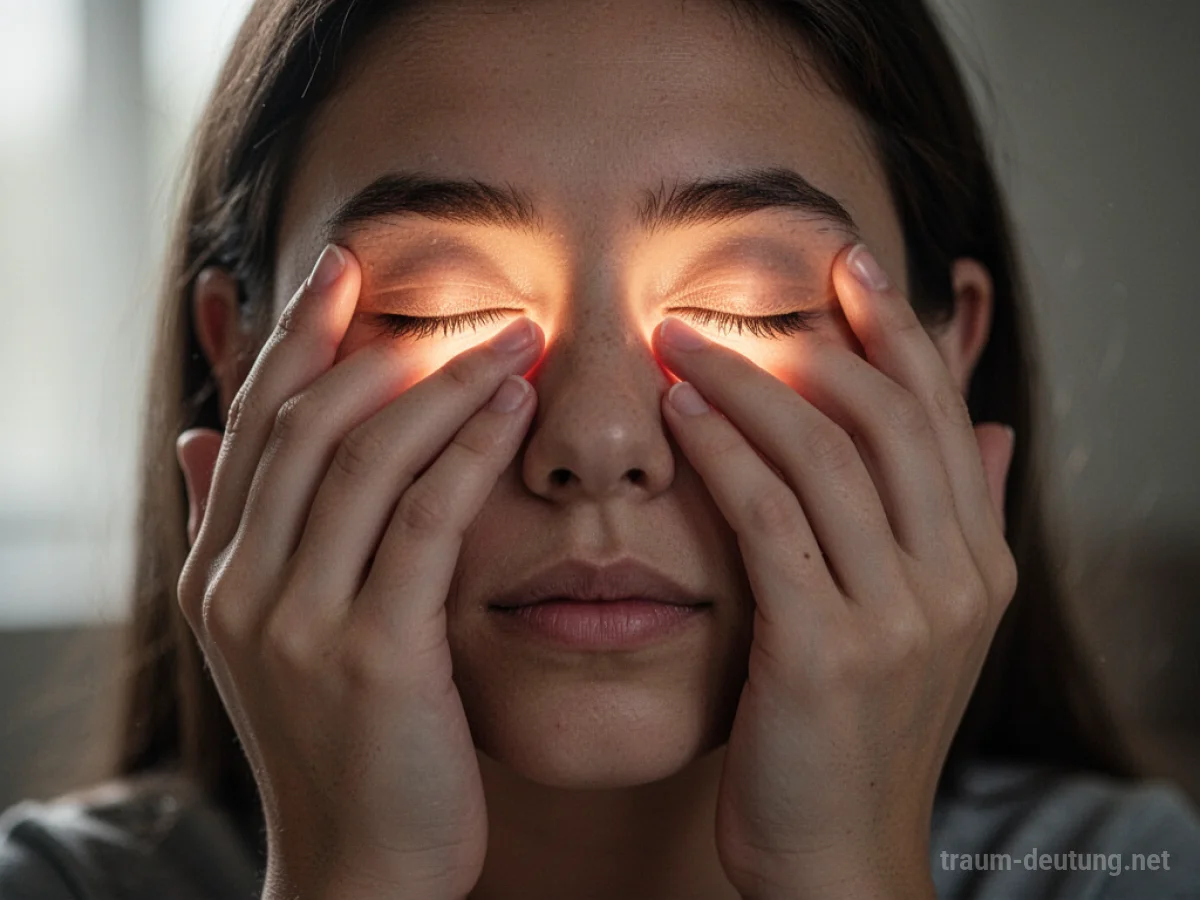 Hände berühren sanft geschlossene Augen.