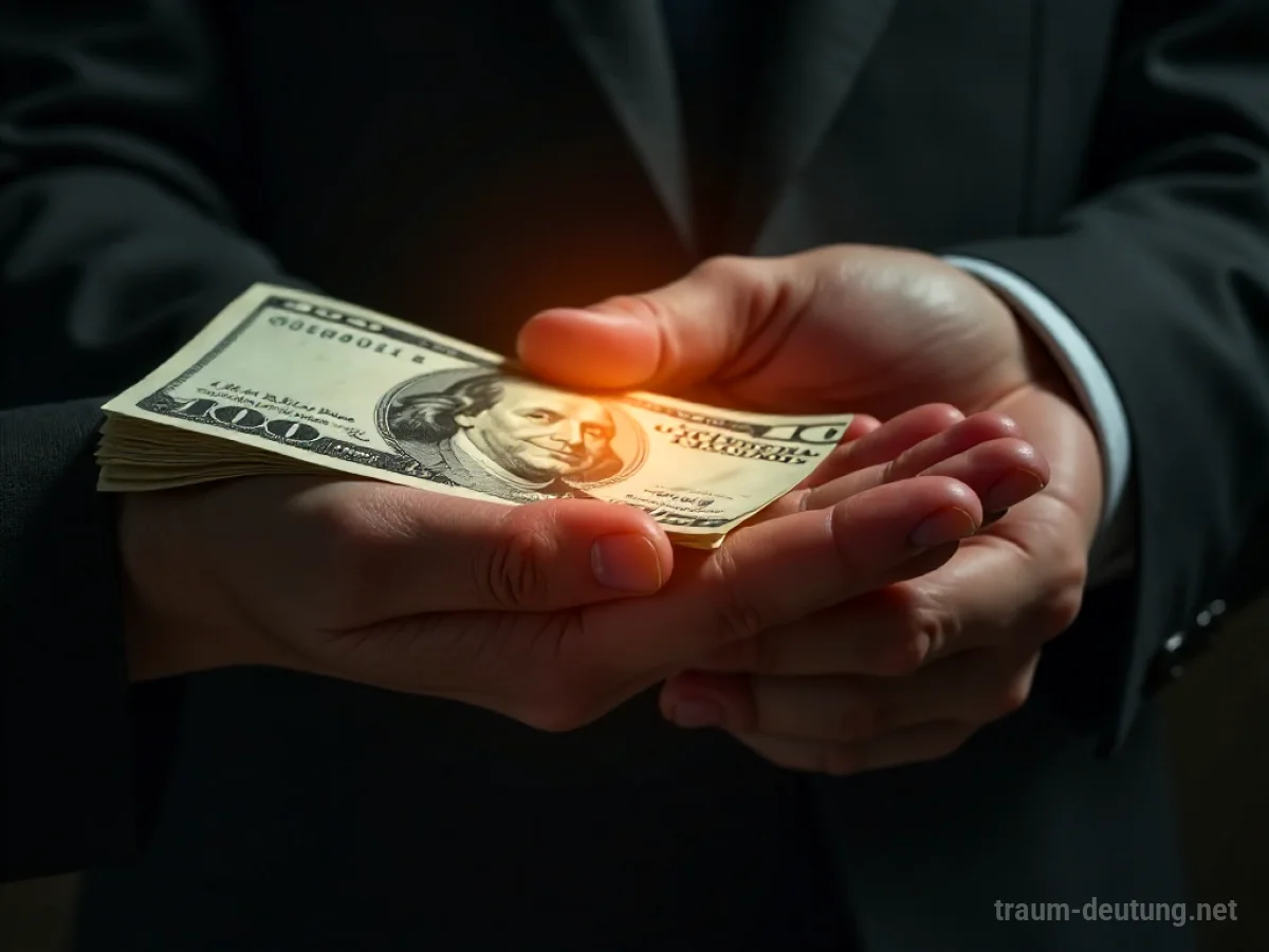 Hand, die Geld anbietet, vor unscharfem Hintergrund